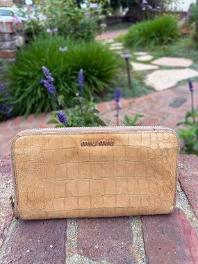 Miu Miu Leather Zip Around Long Wallet